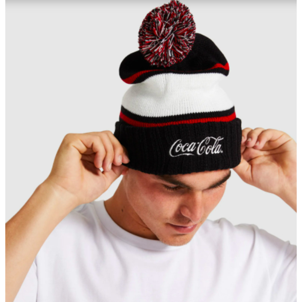 American Needle Mens Coca Cola Knit Pom Pom Beanie